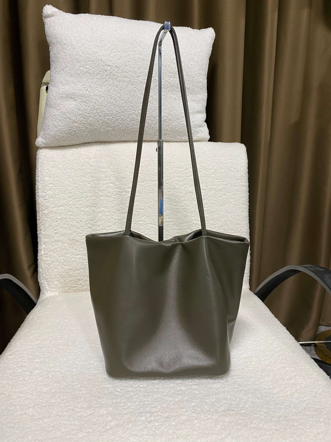 Minimalist lambskin tote quiet luxury bag
