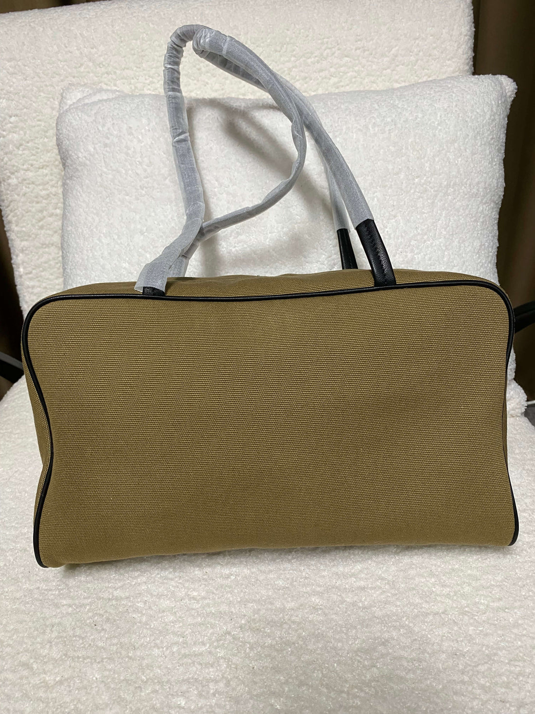 Canvas & Lambskin Minimalist Lightweight Commuter Tote showcasing premium canvas and genuine leather accents.