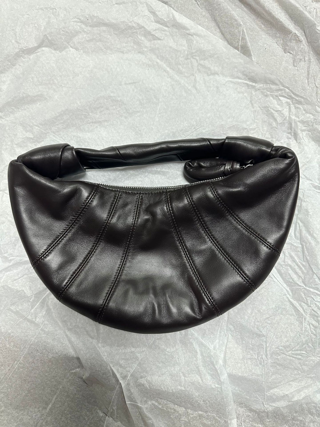 Logo-free genuine sheepskin croissant bag handmade