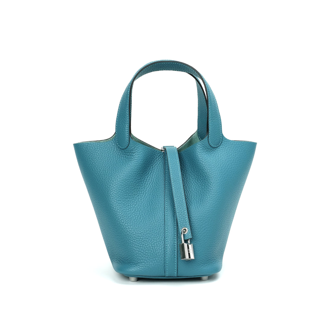 Elegant minimalist leather bucket bag
