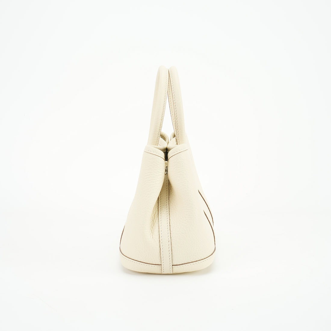 Cream structured leather tote side profile