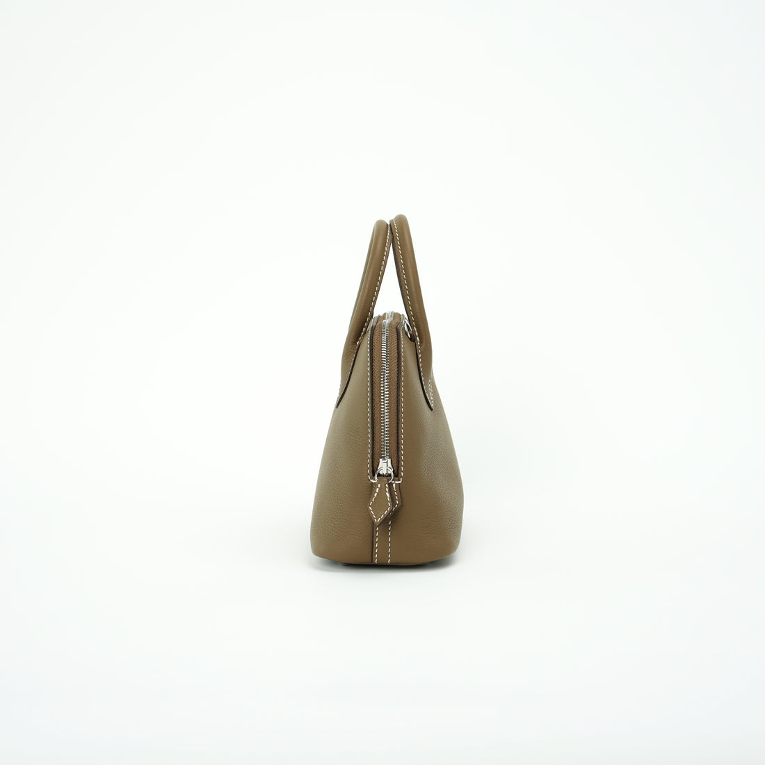 Taupe brown dome handbag side profile