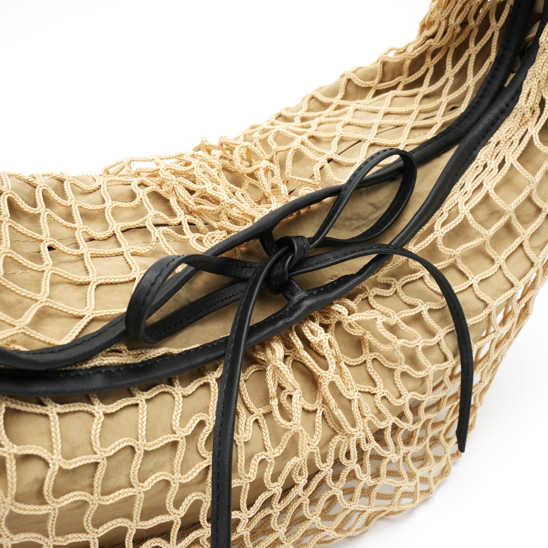 Handcrafted no-brand woven leather trim bag