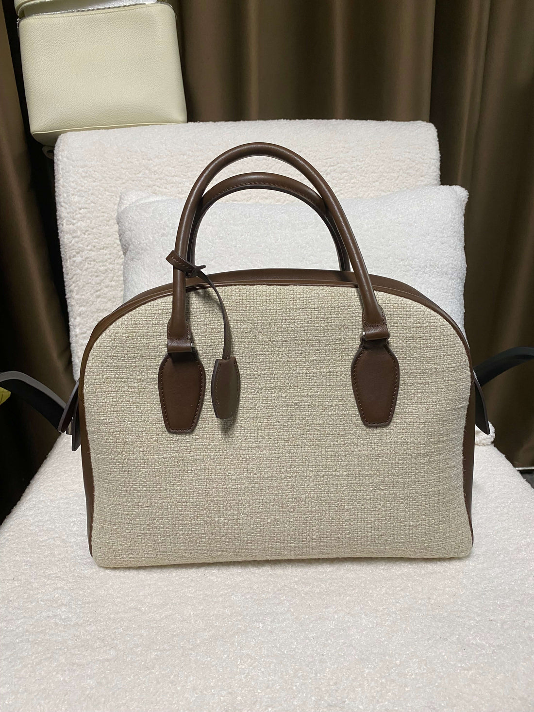 Minimalist linen leather handbag quiet luxury