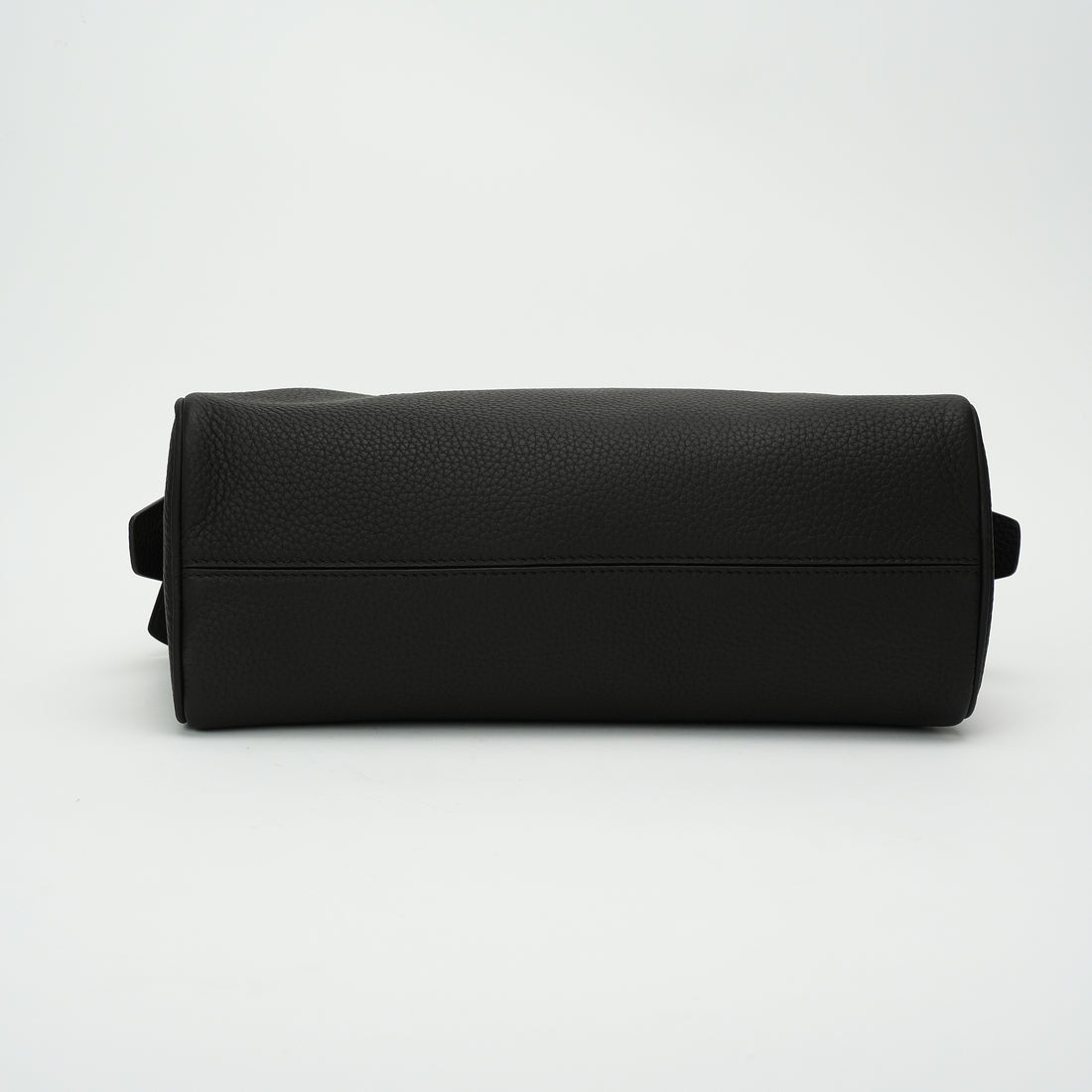 Logo-free full-grain cowhide top-handle bag — black leather base view