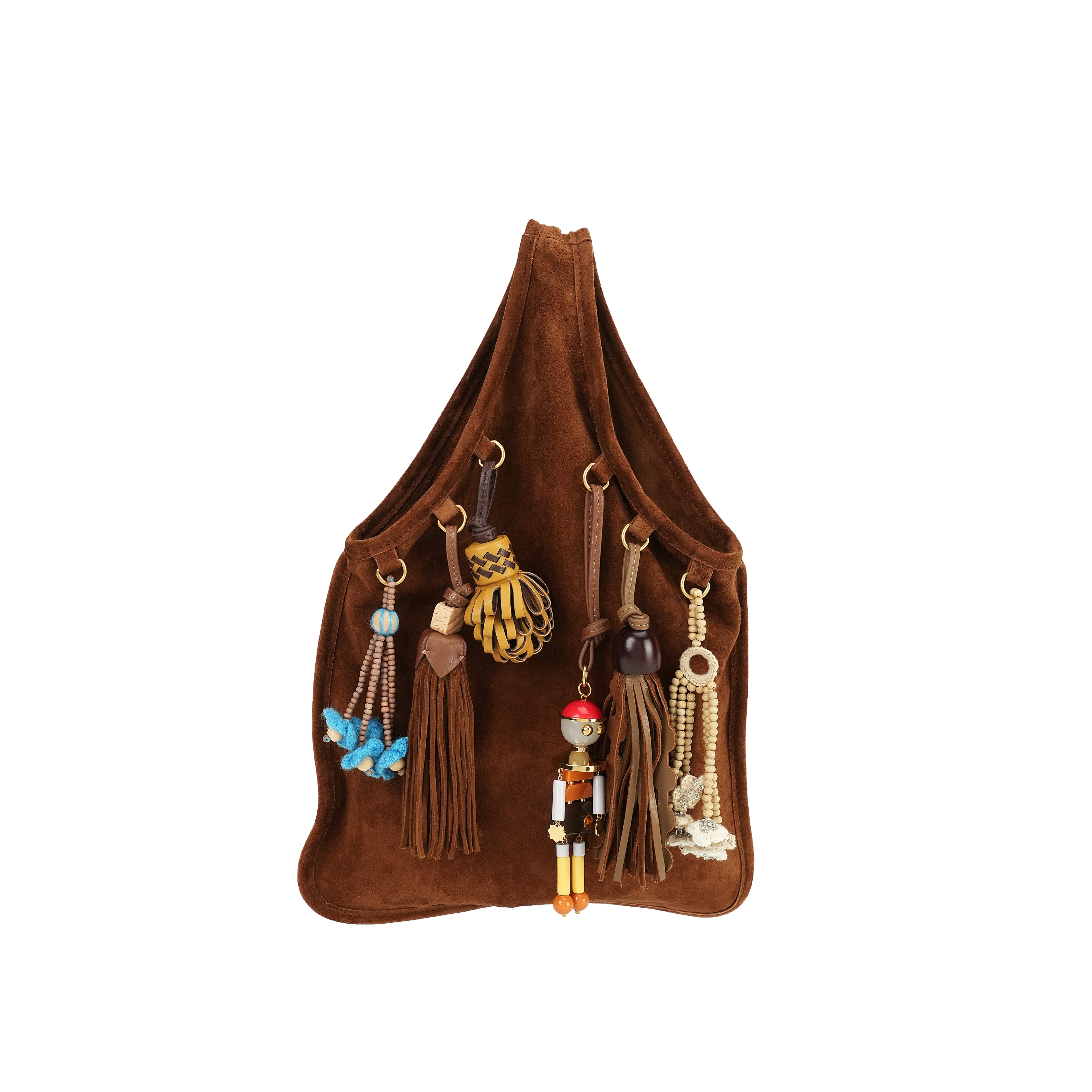 Bohemian Genuine Leather Tote Bag with Charms
