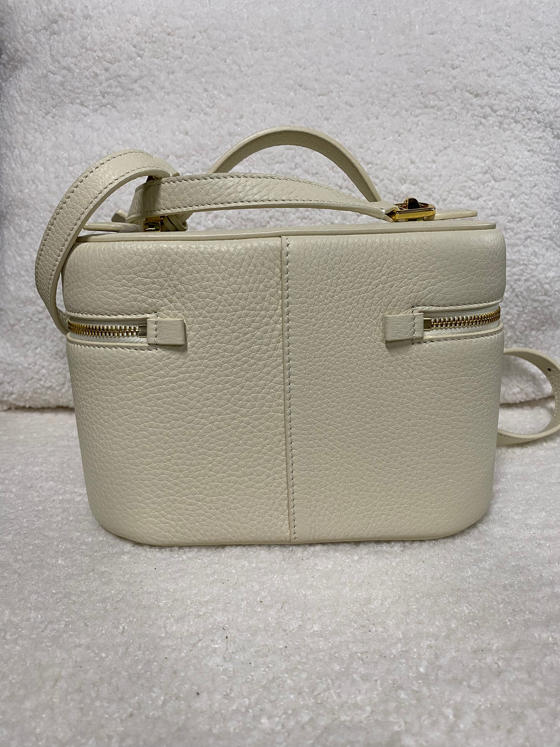 Cream vanity case crossbody bag back view