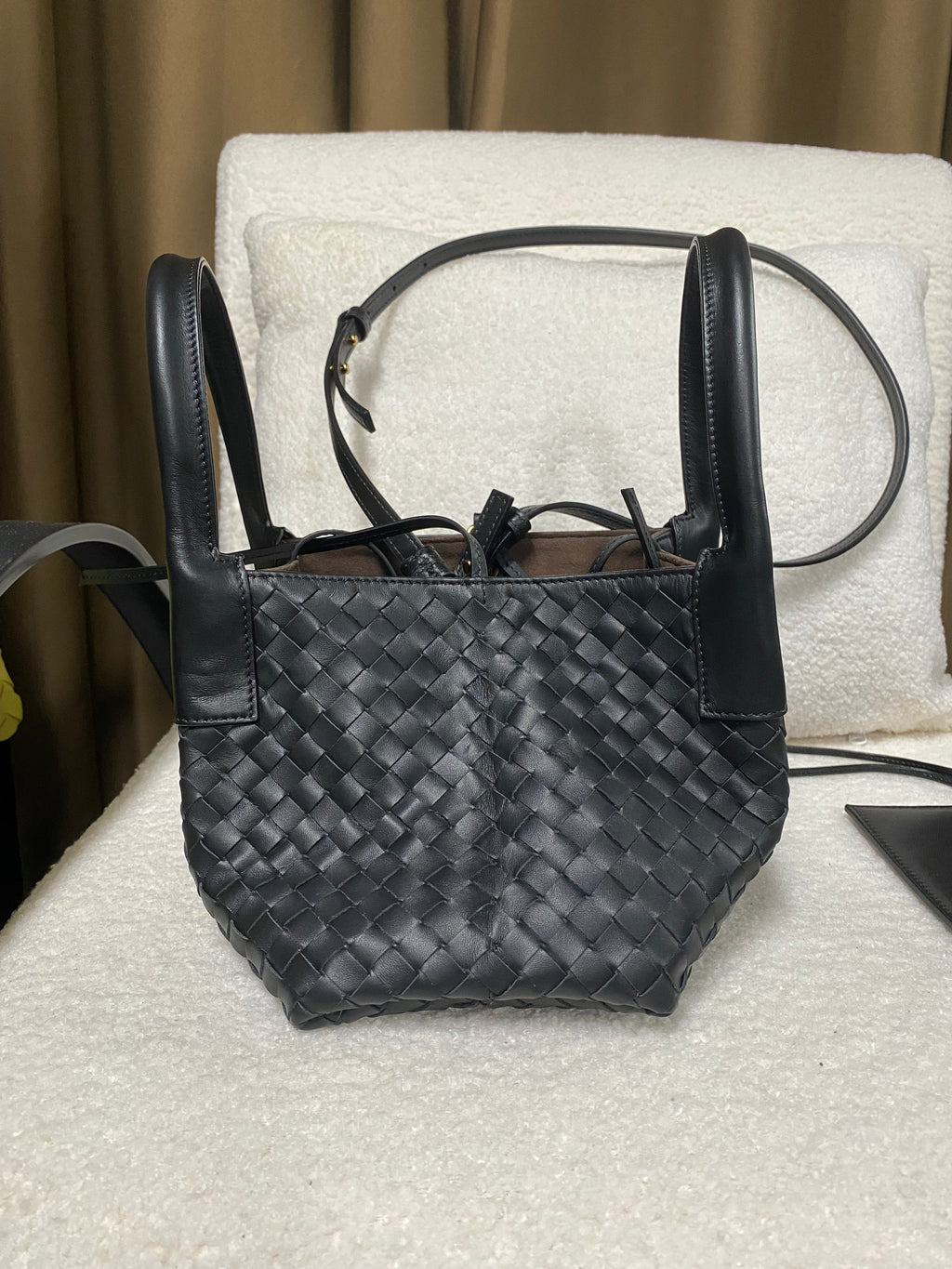 Small Intrecciato Woven Leather Tote Bag