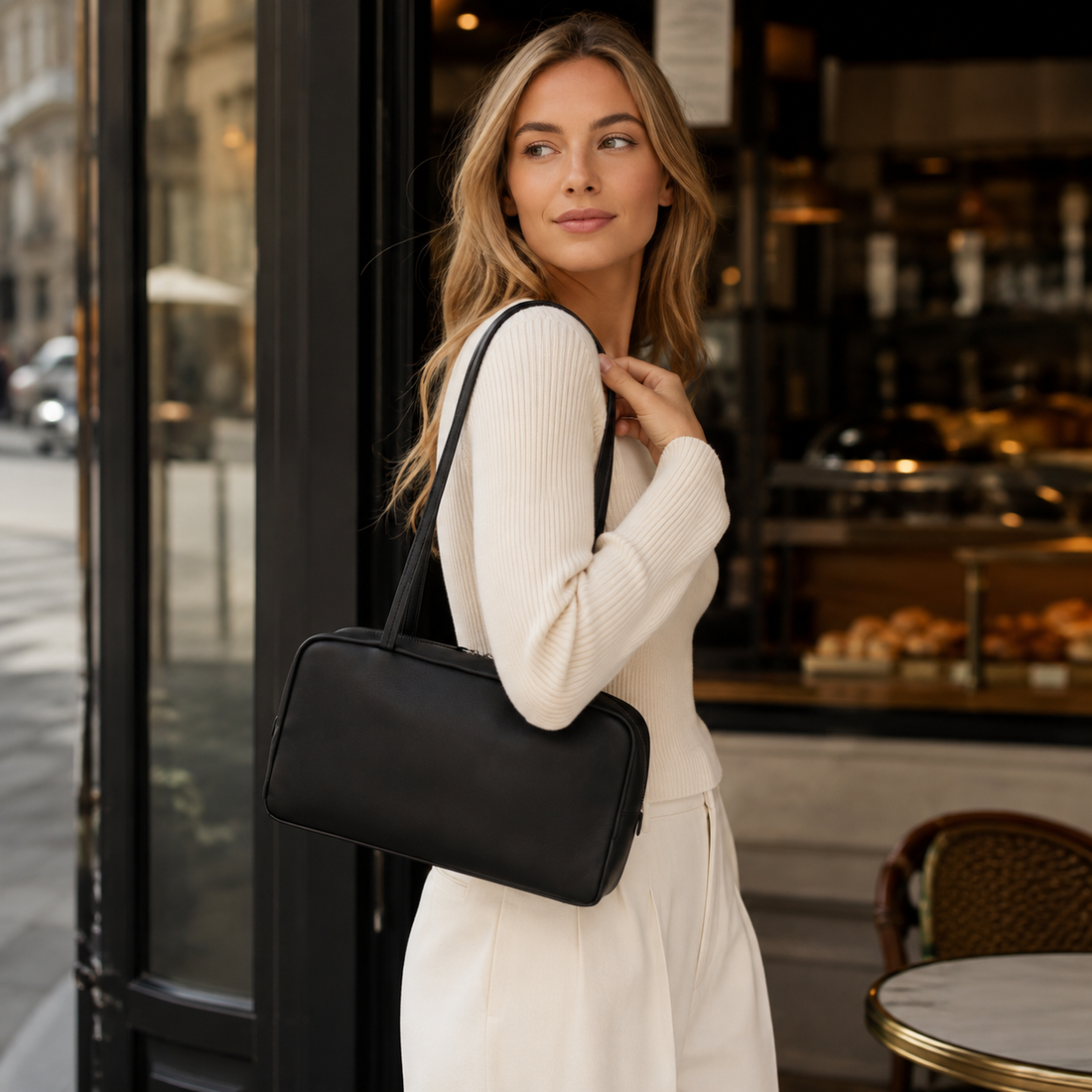 Minimalist leather crossbody quiet luxury bag