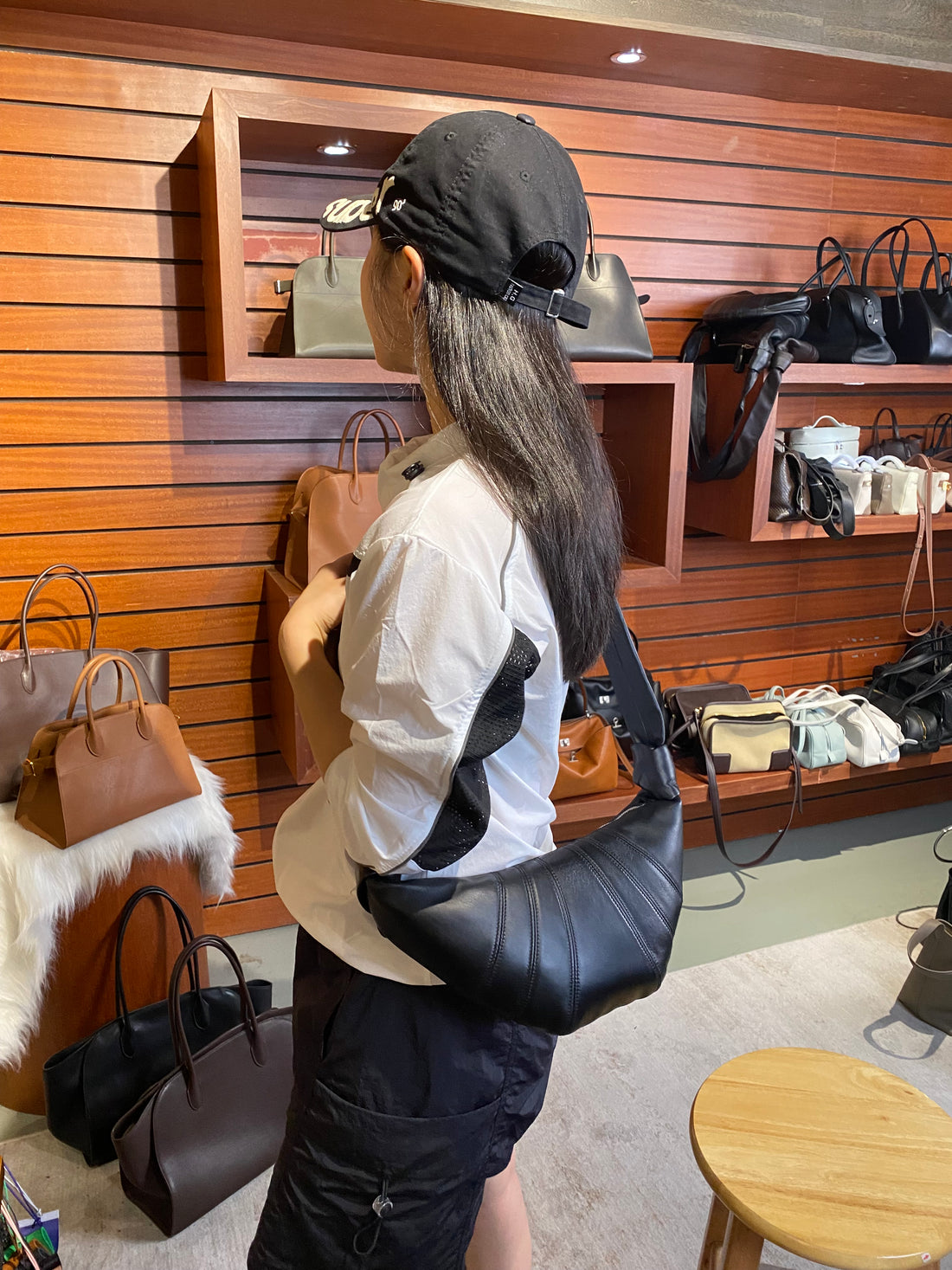 Elegant sheepskin crescent luxury bag