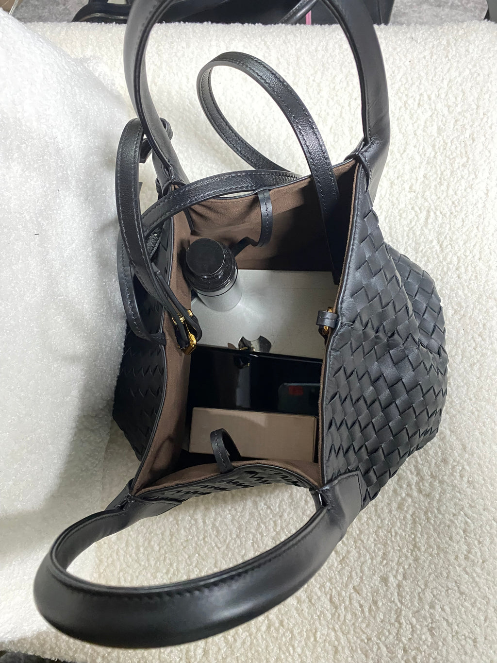 Small Intrecciato Woven Leather Tote Bag