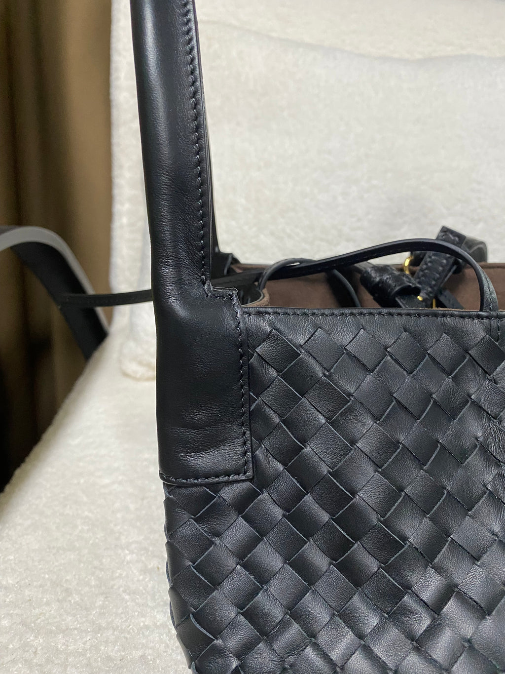 Small Intrecciato Woven Leather Tote Bag