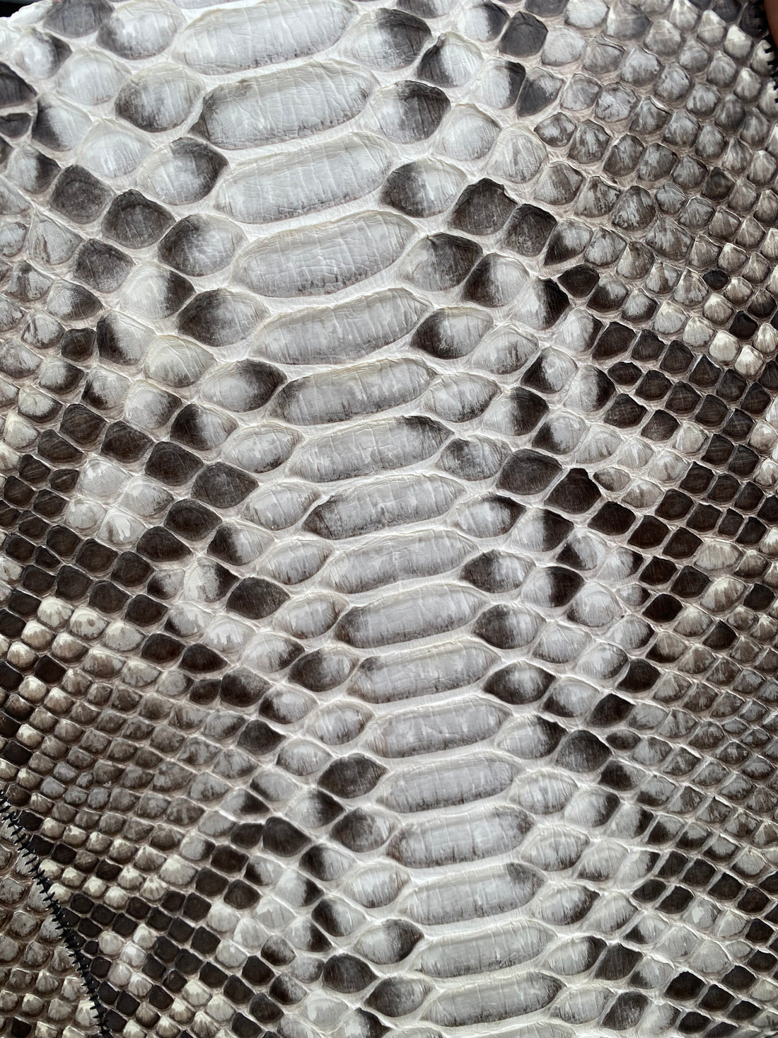 Brown genuine python leather shoulder bag — natural python leather scale pattern close-up