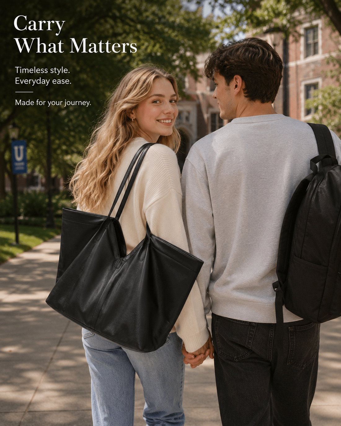 Minimalist leather shoulder tote, quiet luxury bag
