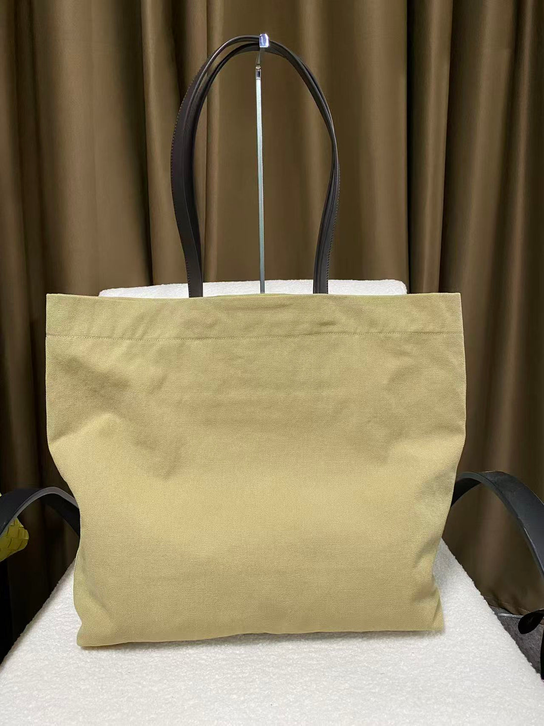 Warm sand canvas shopper tote back view