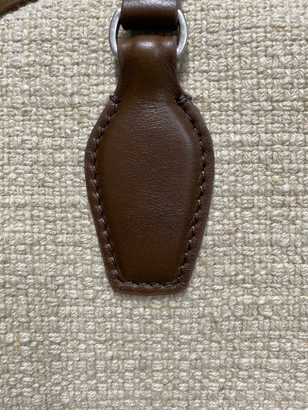 Premium Linen & Calf Leather Top Handle Bag