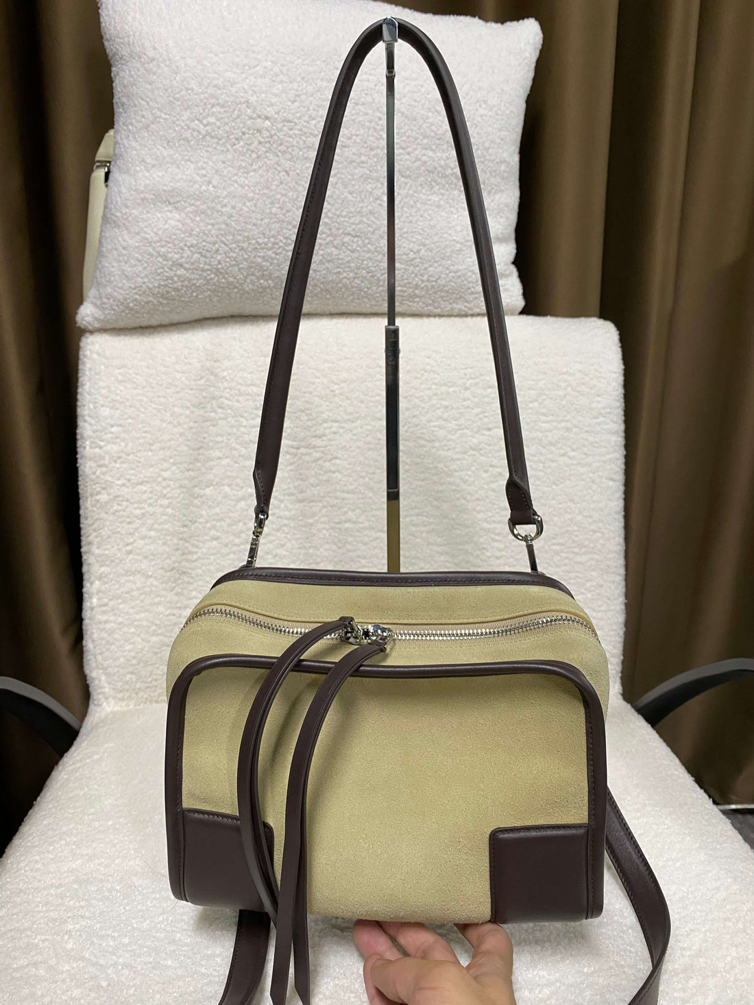 Artisan handmade suede leather satchel