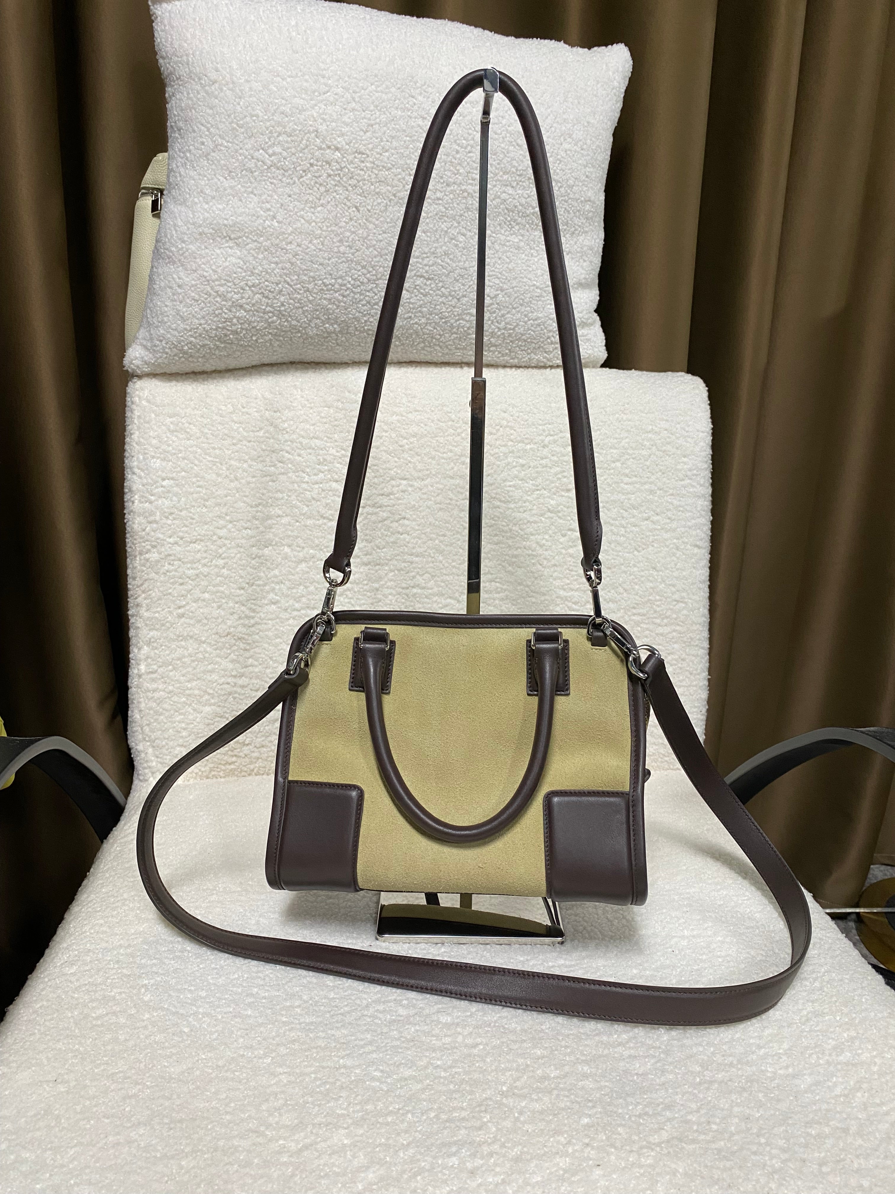 Calf Suede Two-Tone Satchel Cross-Shoulder Bag Handbags