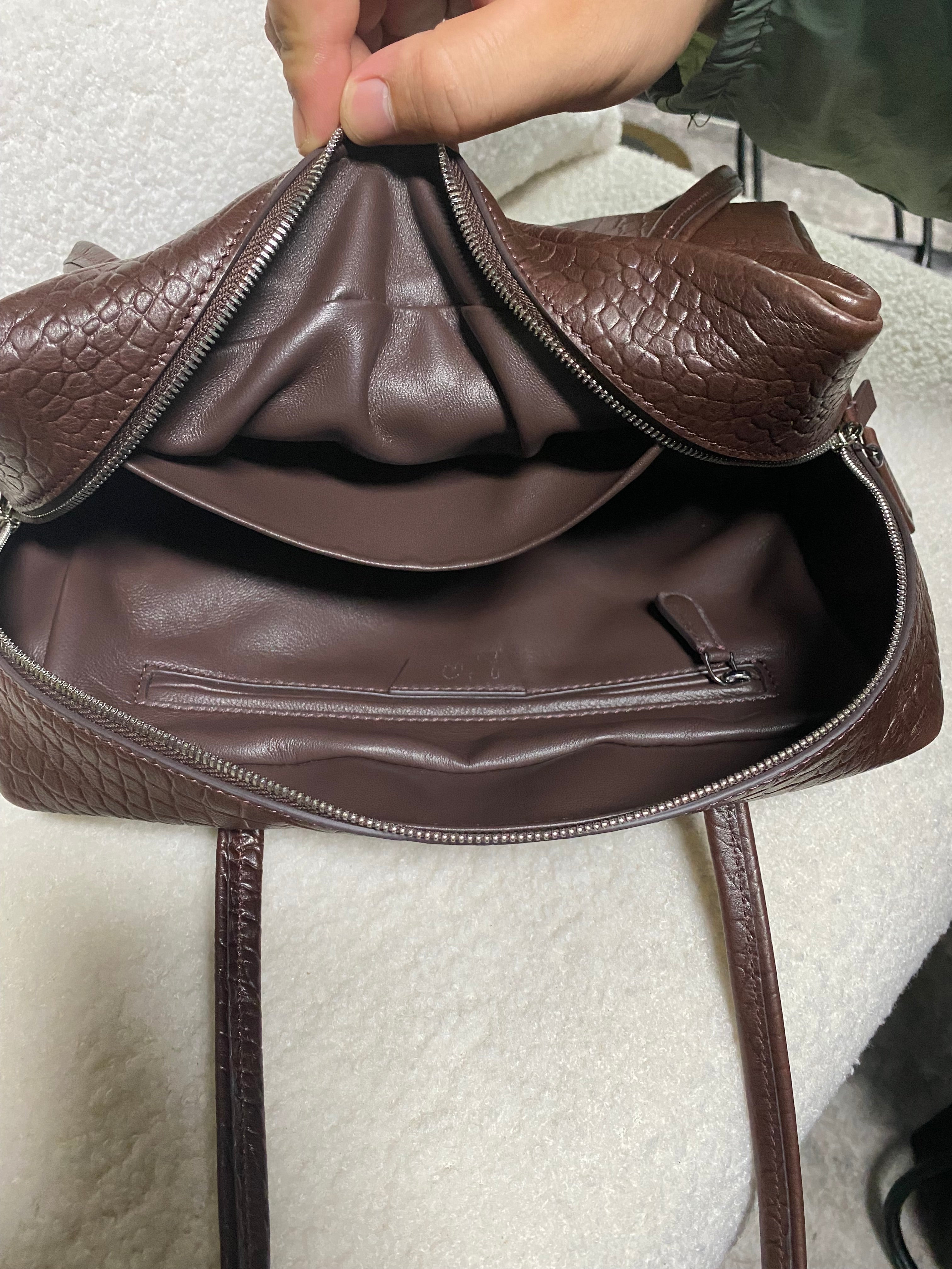 Croc-Embossed Leather Shoulder Bag