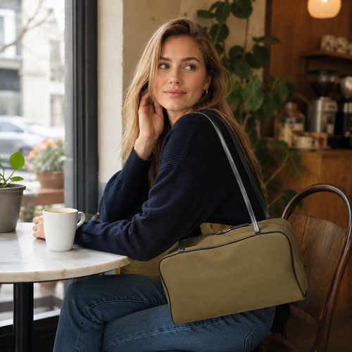 Canvas & Lambskin Minimalist Lightweight Commuter Tote