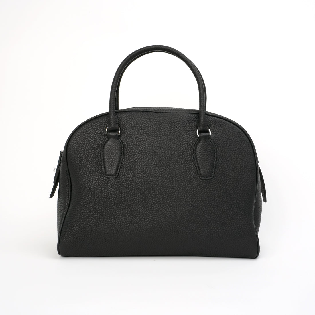 Minimalist black leather handbag, quiet luxury