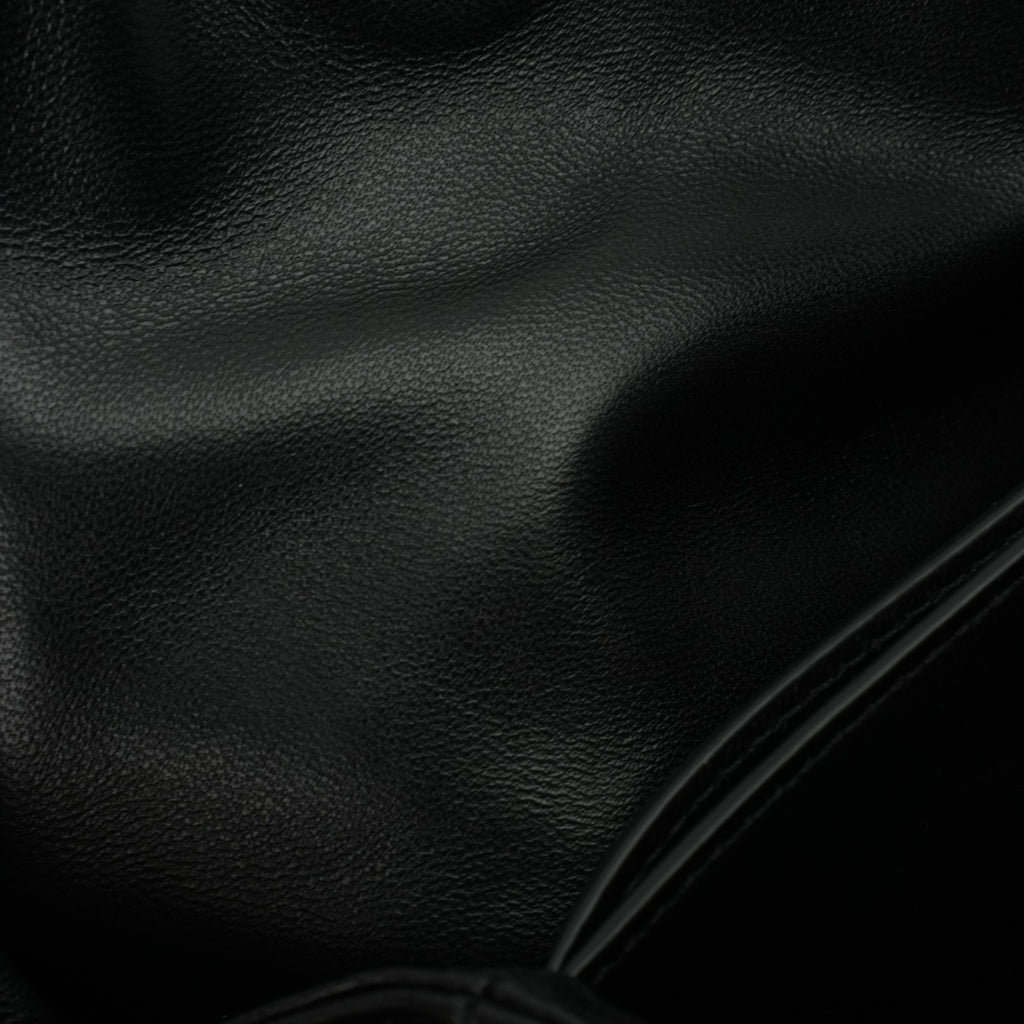 Black Ruched Lambskin Leather Cross-body Bag with Gold Buckle