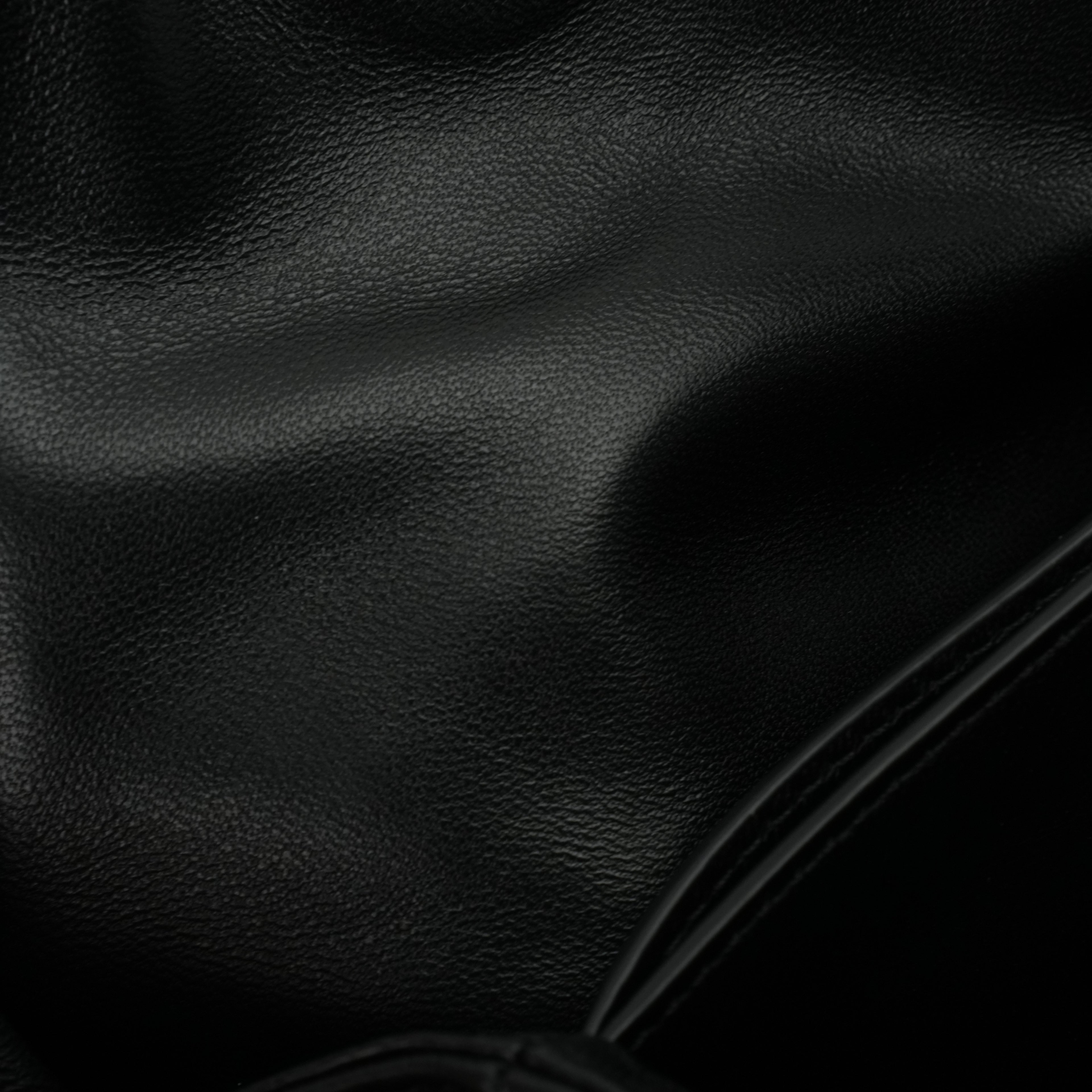Black Ruched Lambskin Leather Cross-body Bag with Gold Buckle