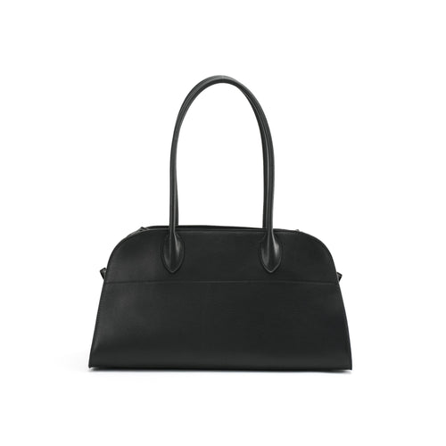 Black Croc-Embossed Full-Grain Leather Shoulder Bag | Factory-Direct Luxury
