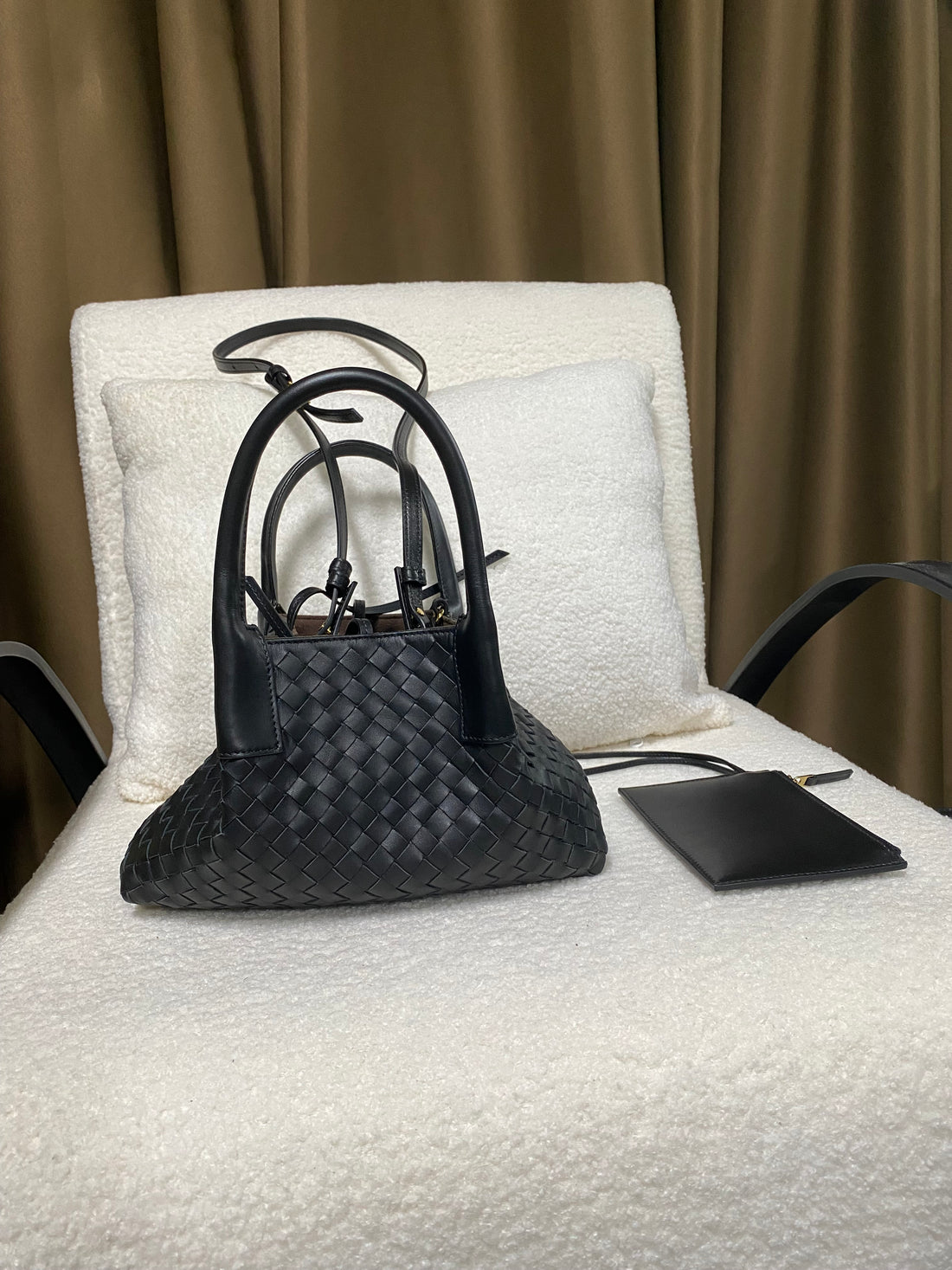 Small Intrecciato Woven Leather Tote Bag