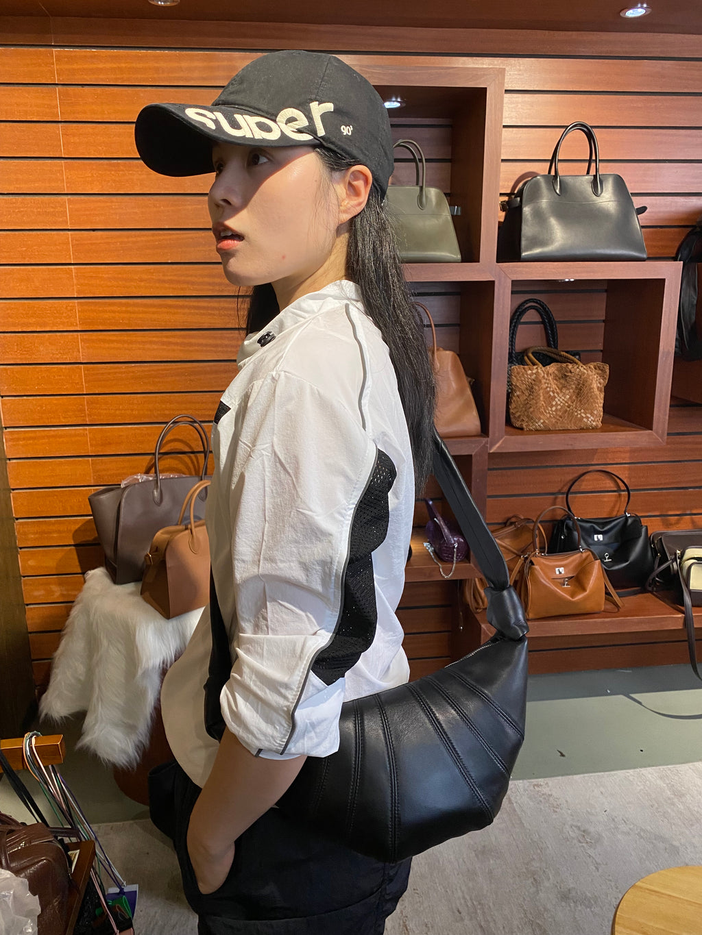 Minimalist leather croissant bag quiet luxury