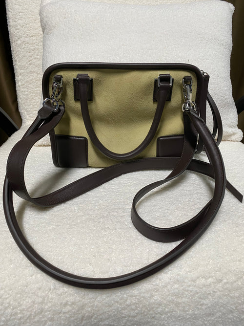 Calf Suede Two-Tone Satchel Cross-Shoulder Bag Handbags