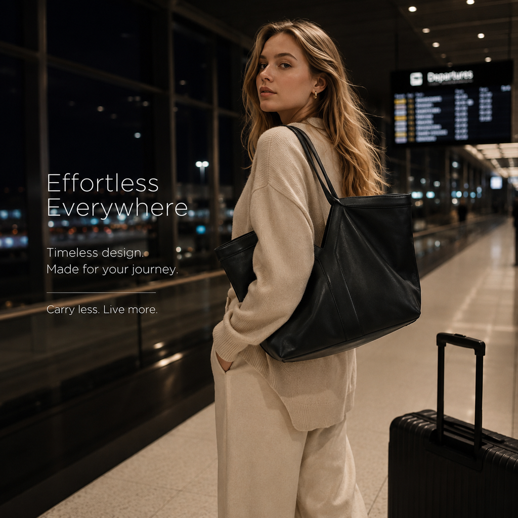 Logo-free genuine leather tote, handmade