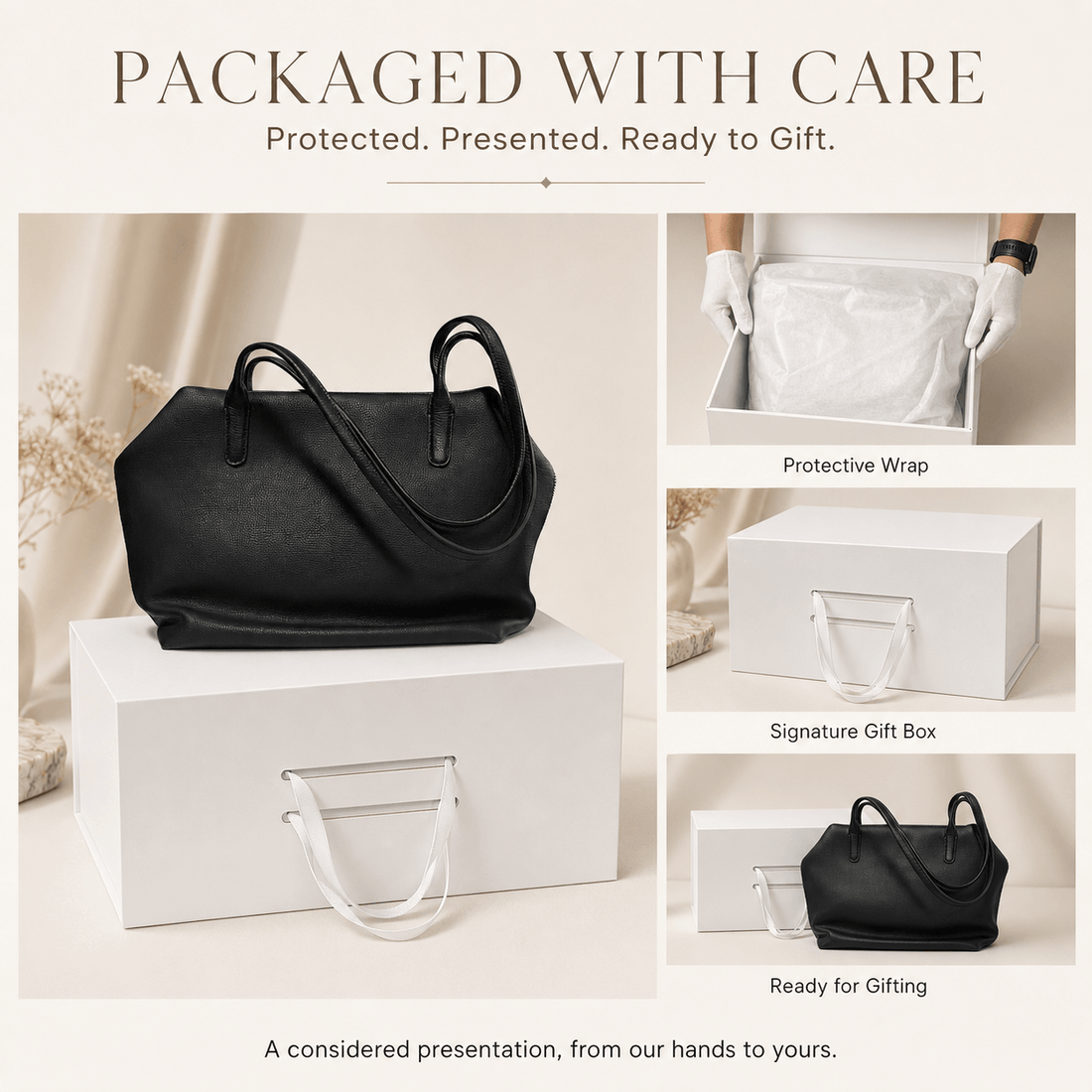 COOLBAGGZ protective wrap and white gift-box packaging for online orders