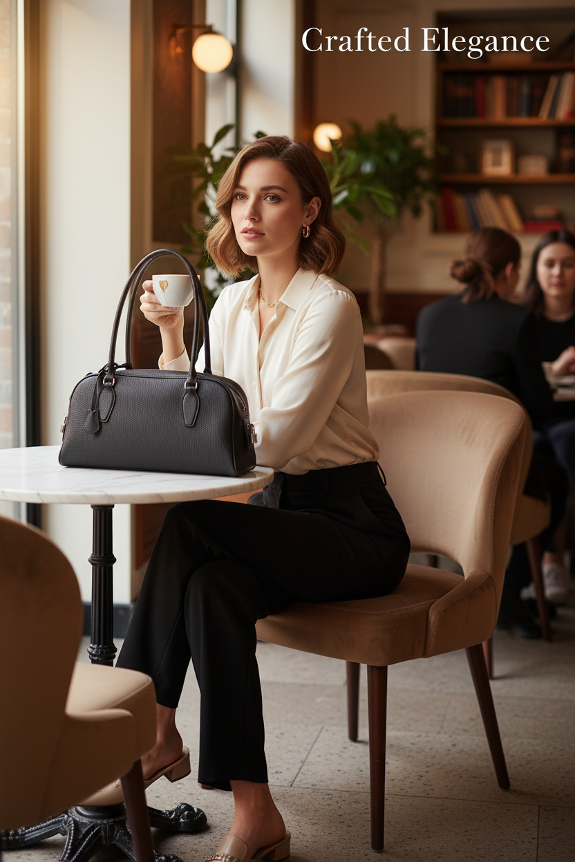 Minimalist leather bowling bag quiet luxury