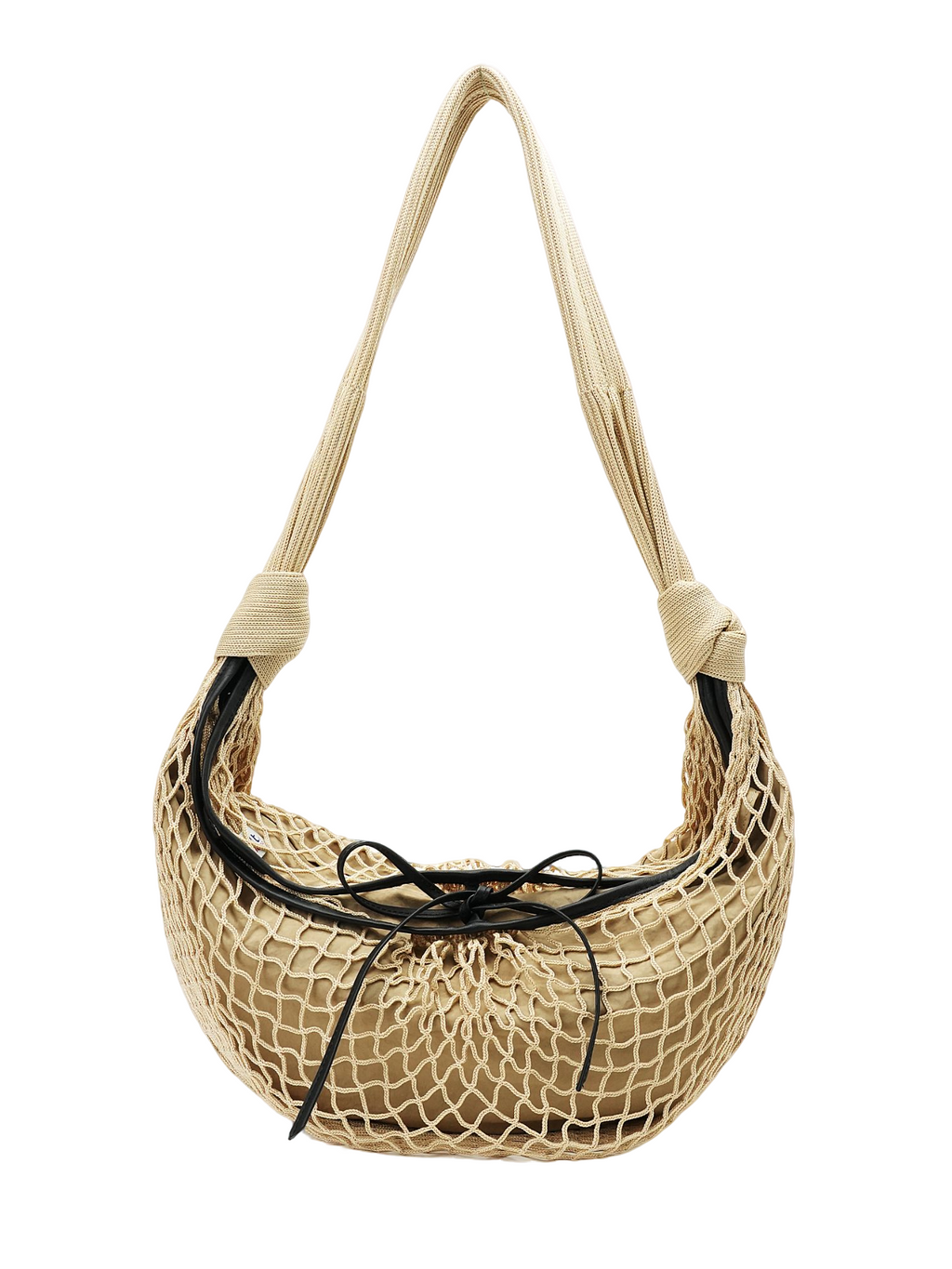 Luxury Mesh Net Shoulder Bag with Leather Trim