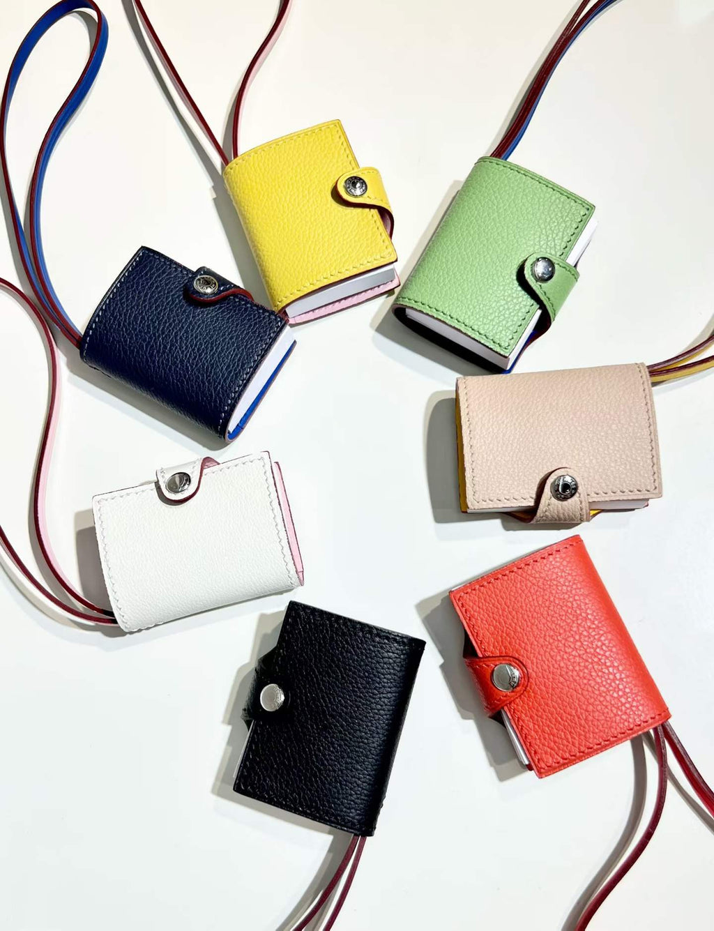 Hand-stitched first-layer leather book bag charm in seven colors