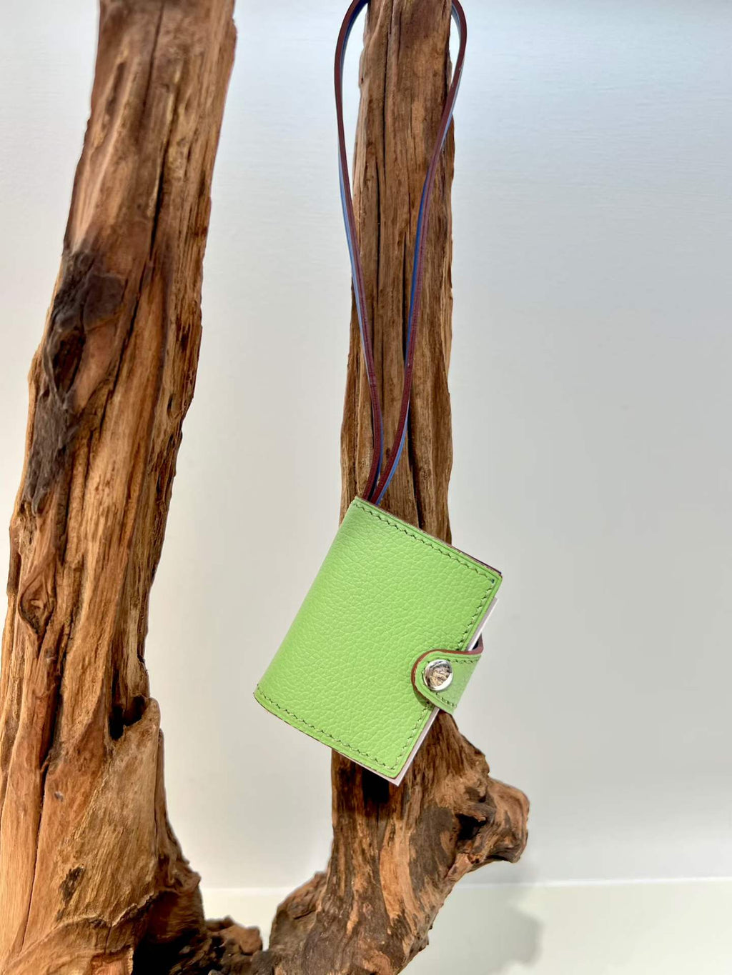 Mint green hand-stitched first-layer leather mini notebook bag charm