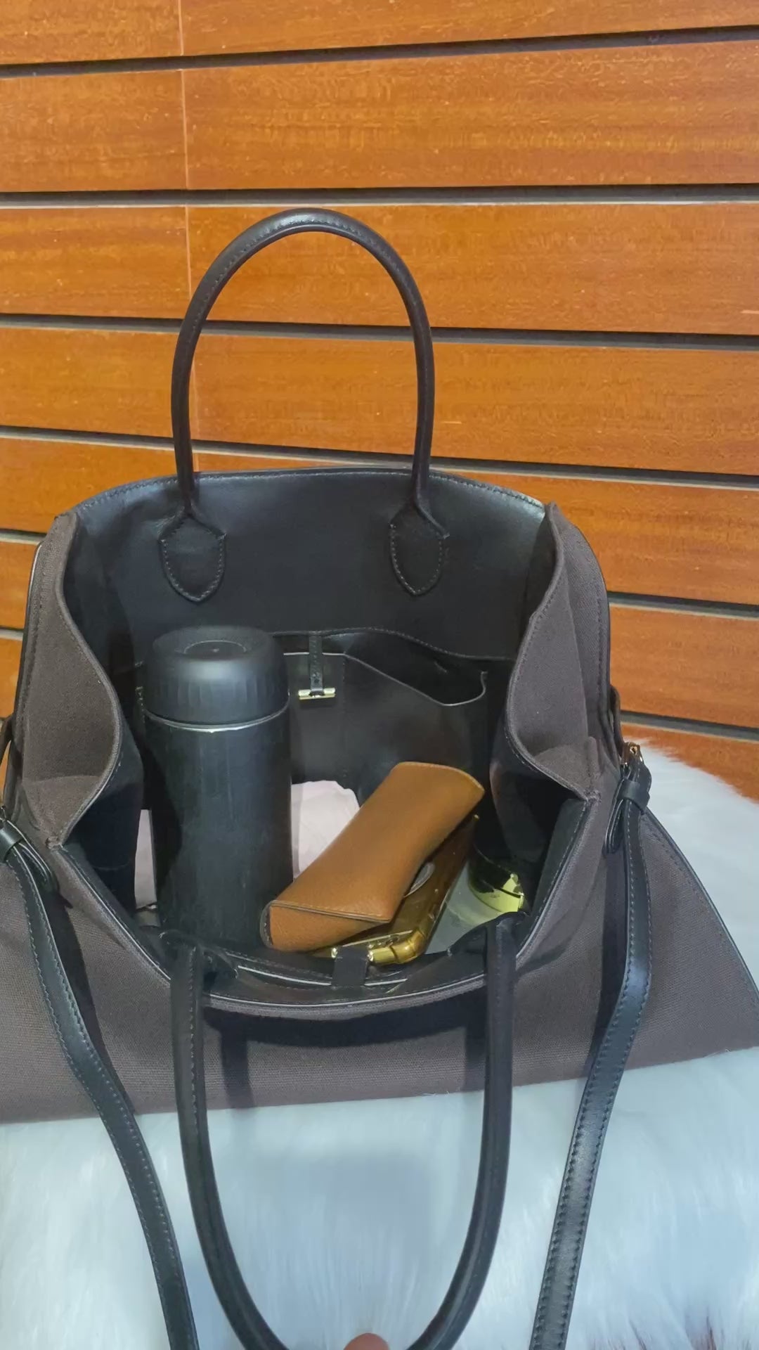 Canvas & Cowhide Structured Tote | Minimalist Luxury