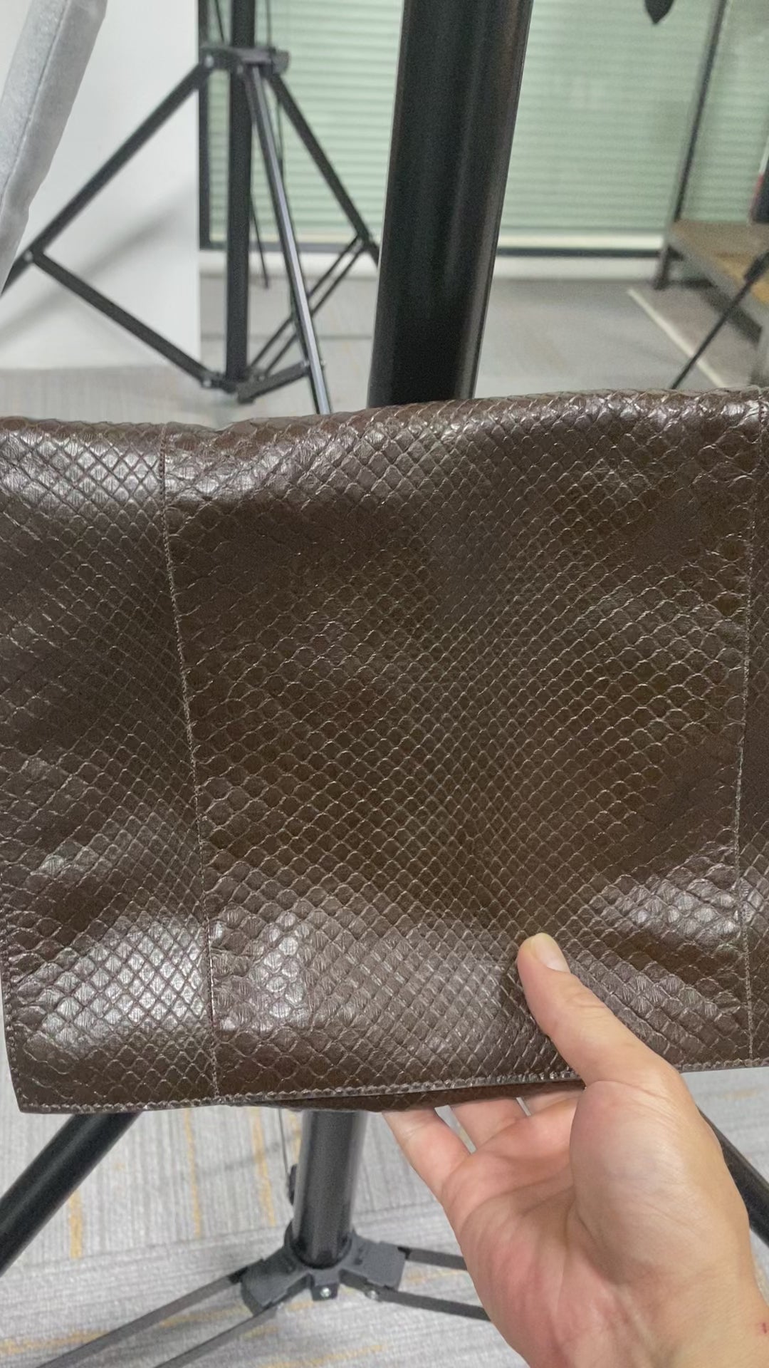 Snake-Embossed Leather Shoulder Bag
