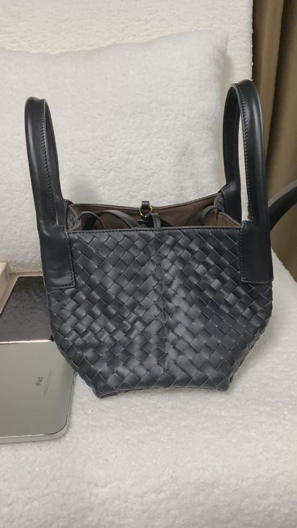 Small Intrecciato Woven Leather Tote Bag