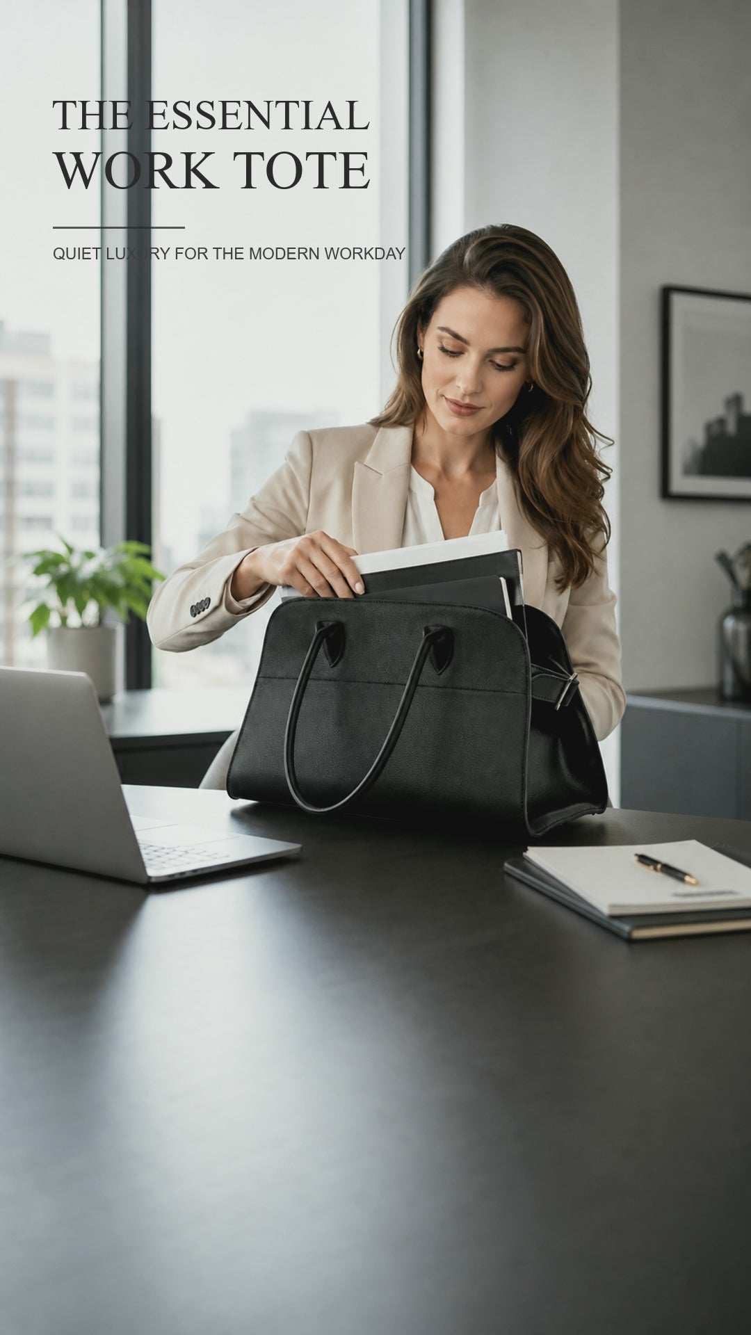 Black Croc-Embossed Cowhide Shoulder Bag