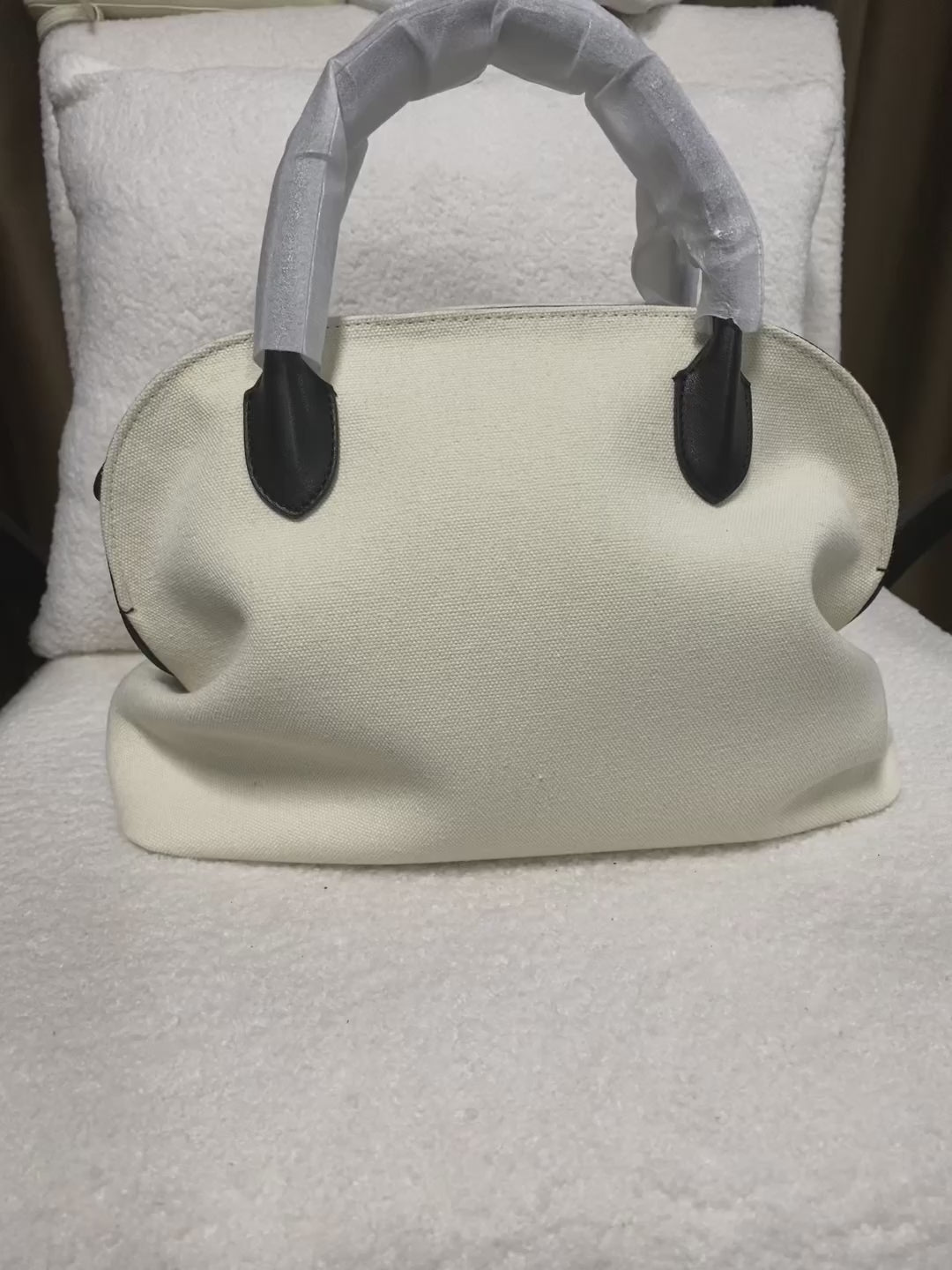 Linen & Top Grain Leather Handbag – Minimalist Women’s Everyday Bag