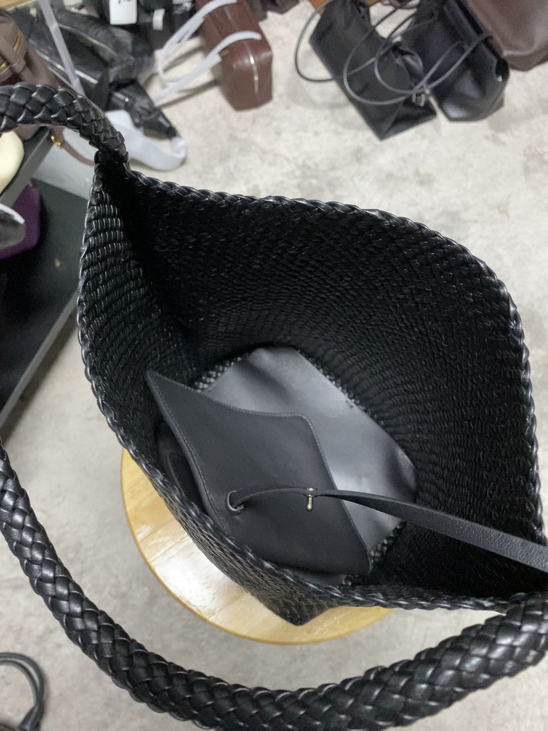 Handwoven Lambskin Bucket Bag