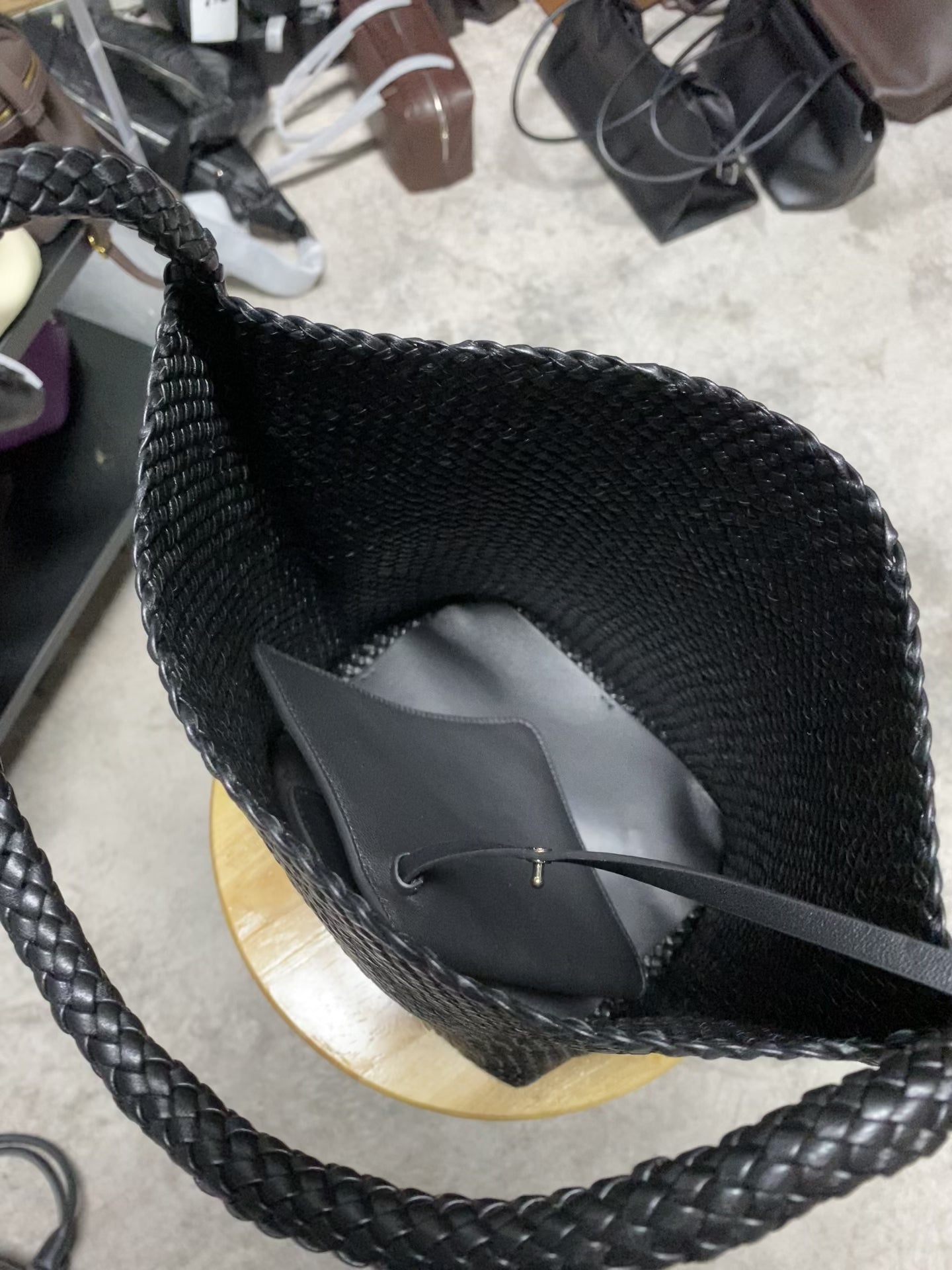 Luxury lambskin woven bag leather bucket bag